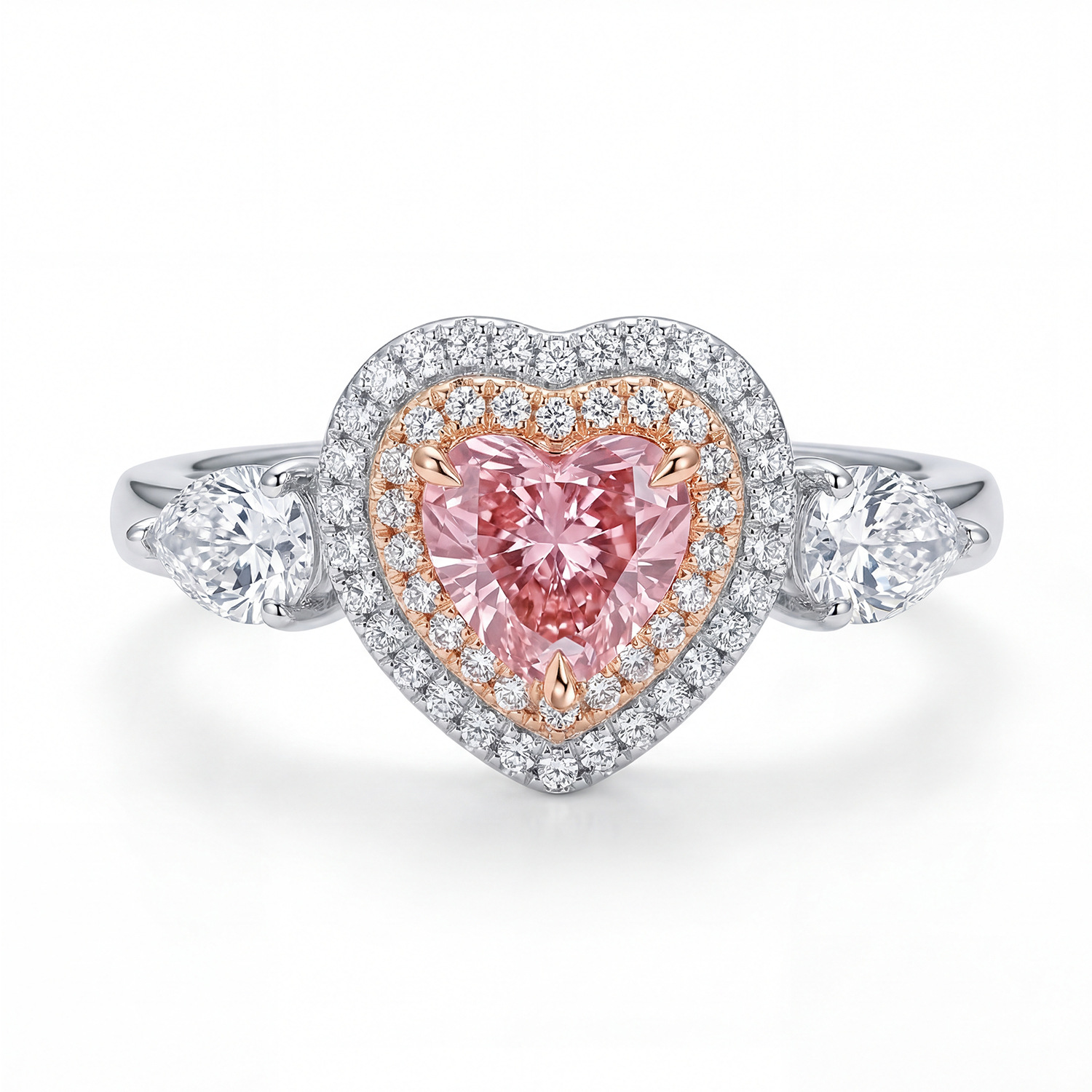 925 Sterling Silver Heart Shaped Moissanite Ring thumbnail 3