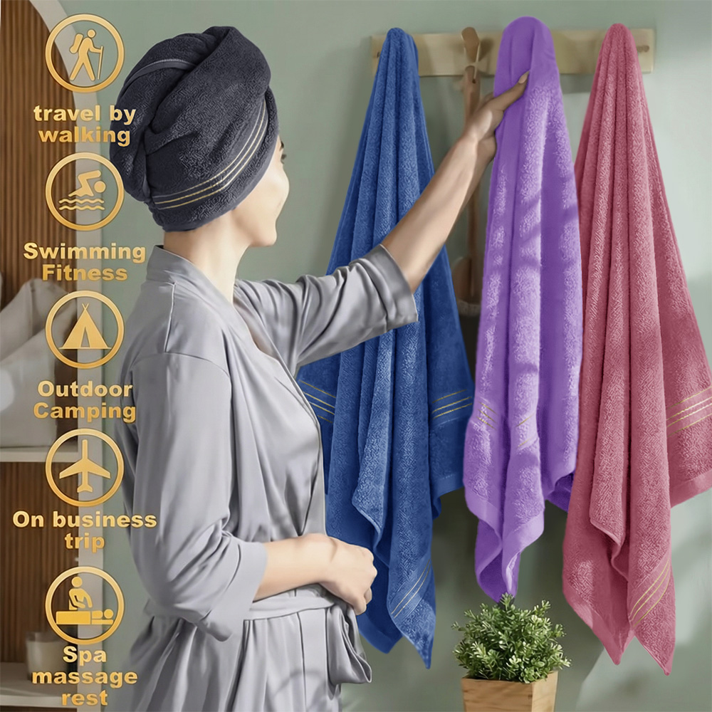 4-Piece Extra Large Bath Towels, 70x140 Cm, Cotton image 12
