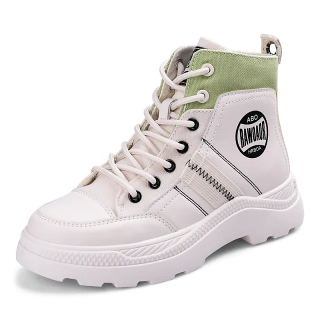 New Martin Boots Women Fashion British Style Thick Sole Green - Shop at LoveMi