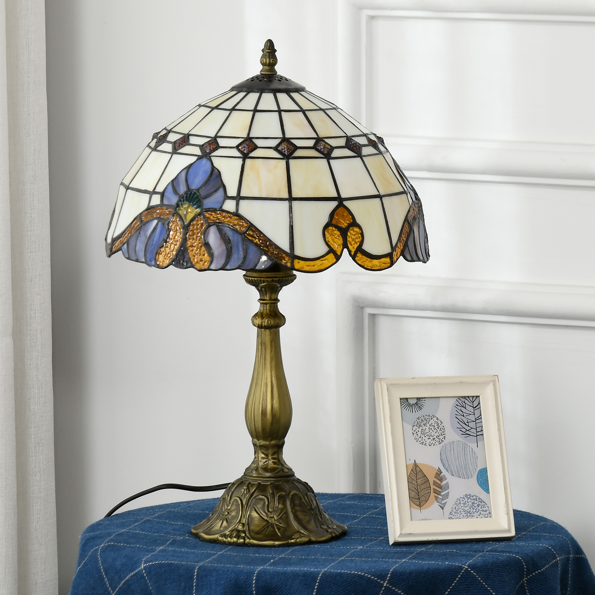 Colored Glass Desk Lamp, Handmade Retro Bedside Suitable For Bedrooms, Living — image 8
