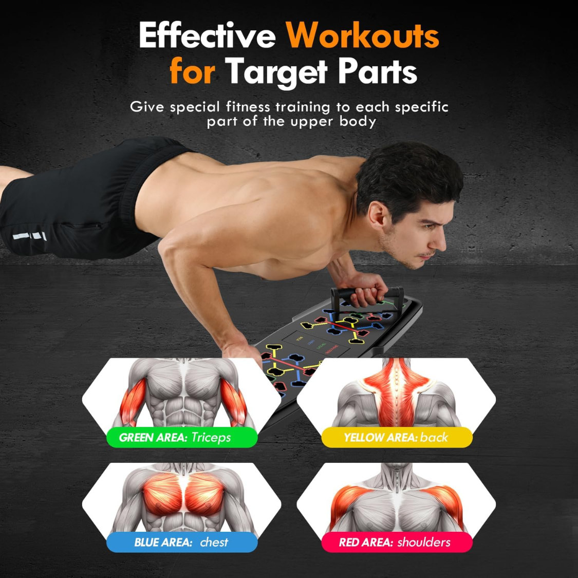 PUsh Up Board,Home Gym,Portable Exercise Equipment,Pilates Bar And 20 Fitness Accessories With Resistance Bands And Ab Roller Wheel,Full Body Workout — foto 3