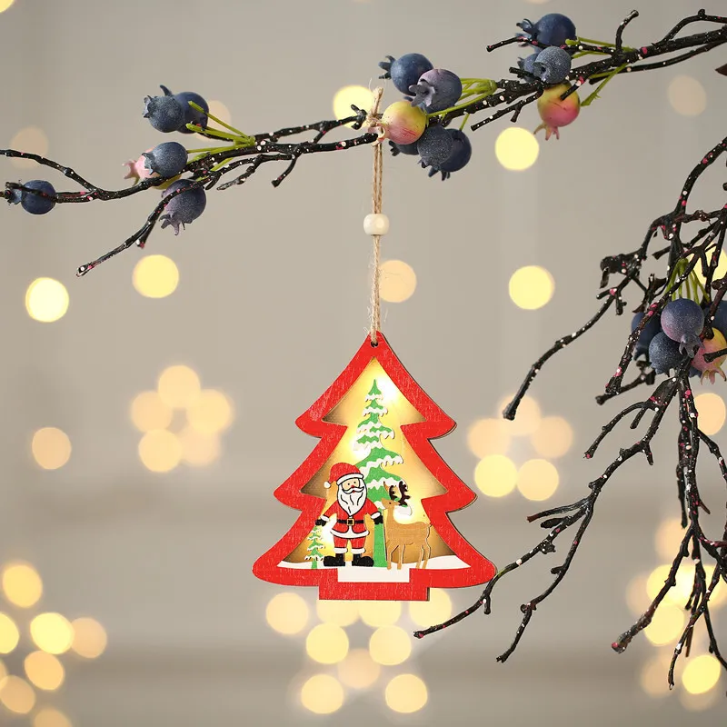 Christmas Decorations Hollow Wooden Pendant Creative Light Included Car Tree Ornaments Christmas Decor Kids Christmas Indoor – image 6