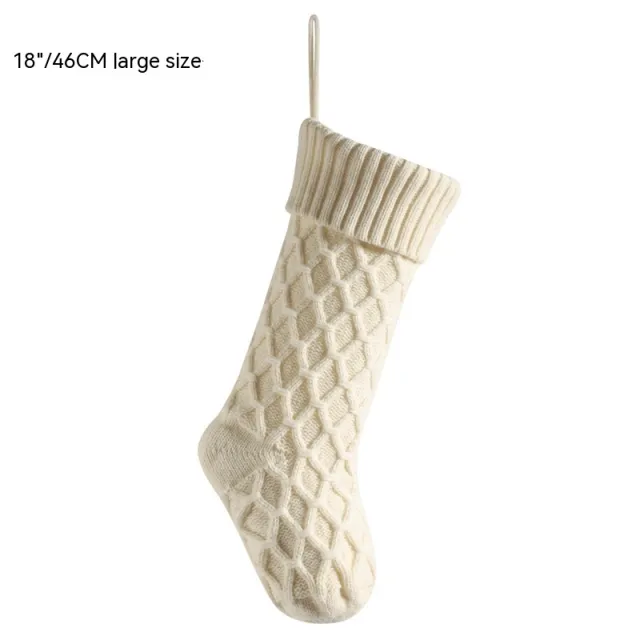 Christmas Socks Gift Bag Decoration Supplies Candy Bag Ivory White 46Cm - Shop at LoveMi