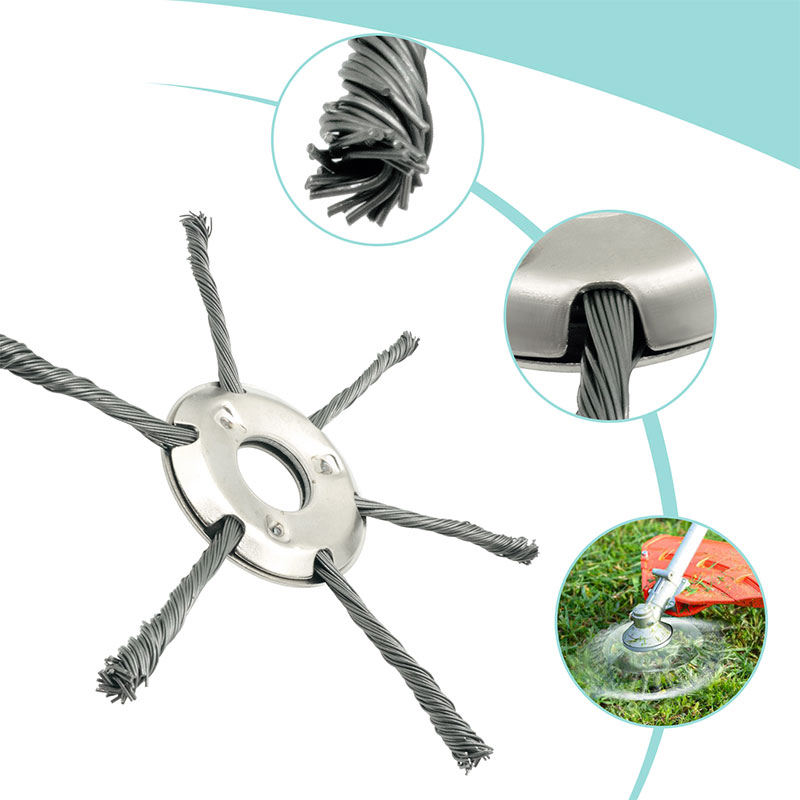 2pc 6 Inch 6Wire Steel Trimmer Head, Replacement Head Steel Wire Brush For String Trimmer Fits Gas And Electric Lawn Mowers