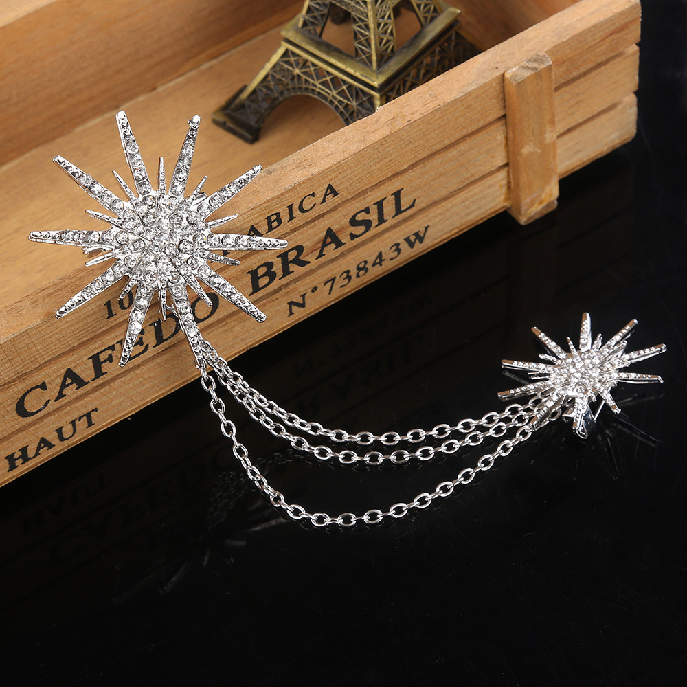 Title 2, Simple Snowflake Diamond-studded Collar Pin Sca...