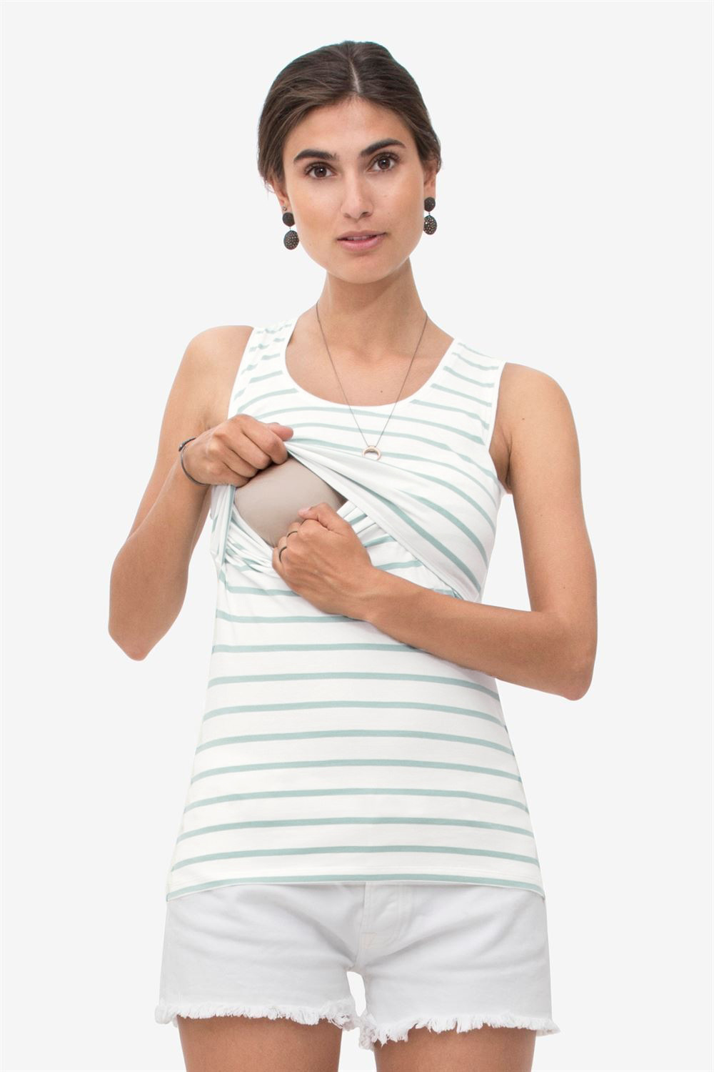 Title 2, T-shirt Striped Sleeveless Vest Nursing Wear