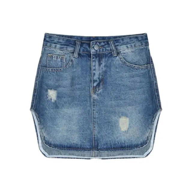 Women's High Waist Slim Retro Denim Skirt Blue - Shop at LoveMi
