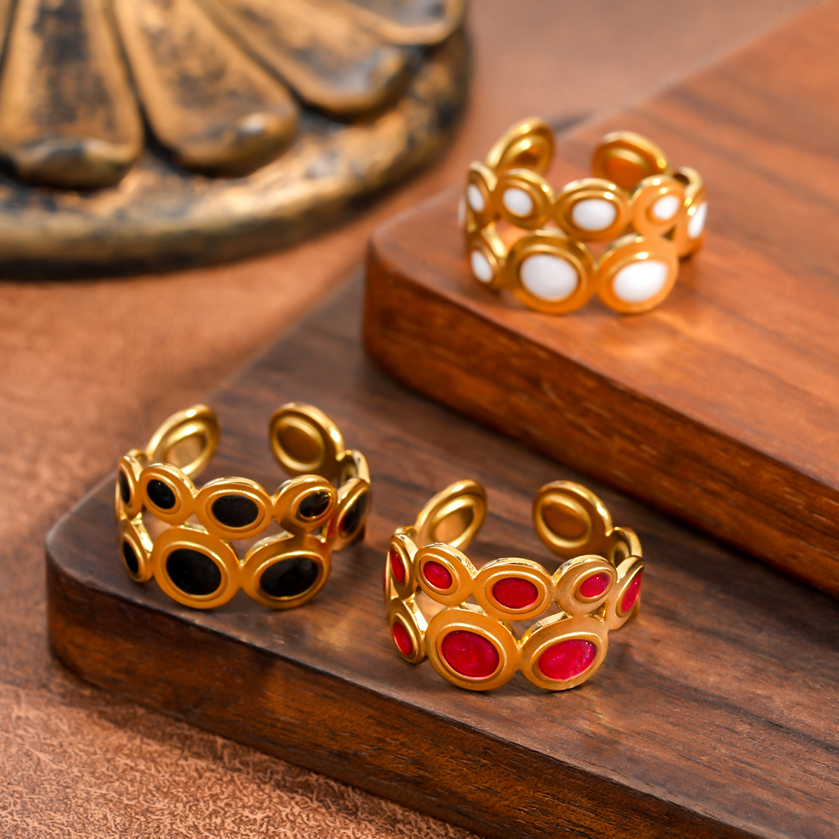 Simple White Oil-Dipped Stainless Steel Ring For Women, Light Luxury High-End Non-Fading Oil-Pressed Open Ring