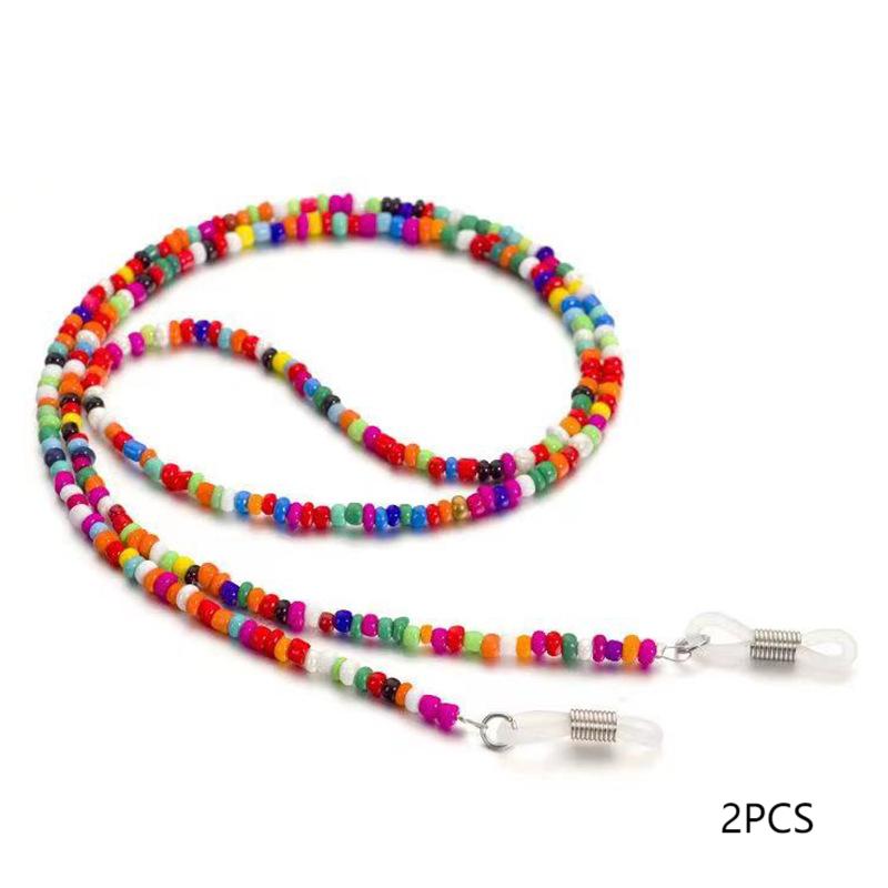 Women's Colorful Rice Beads Glasses Necklace Mask Chain Hanging Neck Anti-lost Lanyard Chain