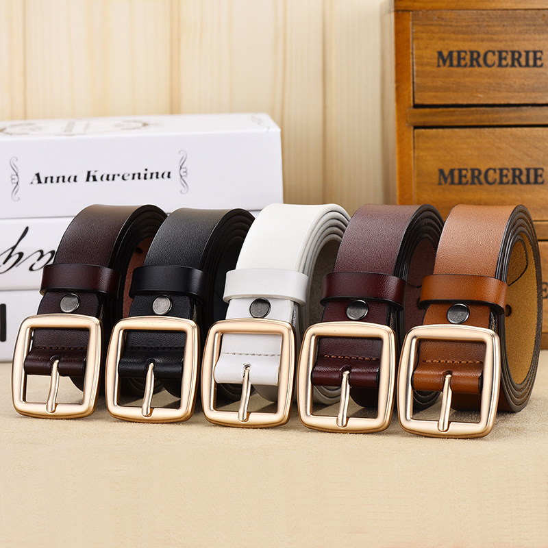 Ladies Korean Style Simple Gold Pin Buckle Belt