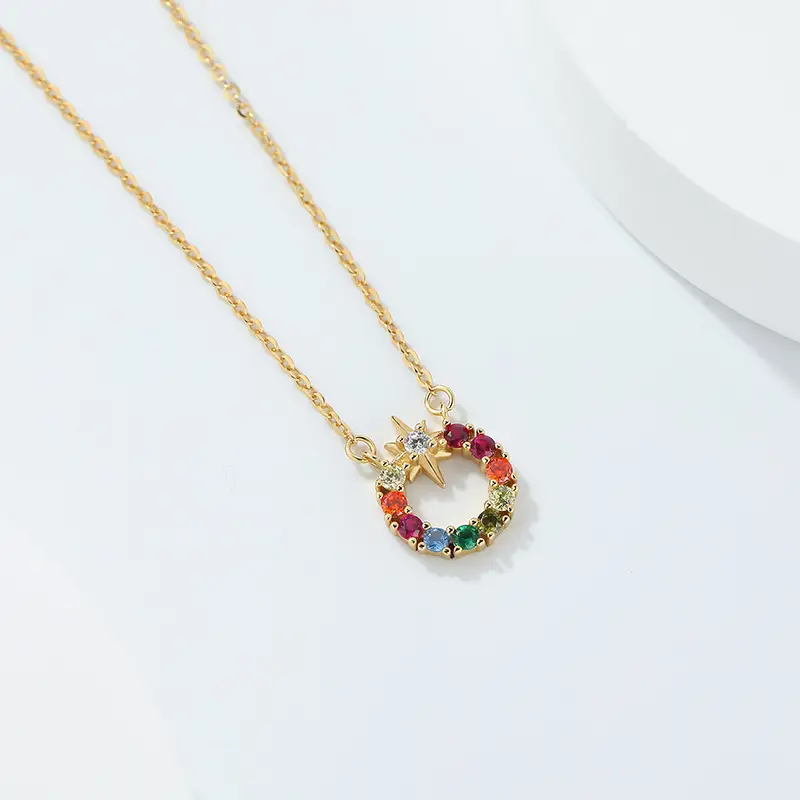 925 Sterling Silver Luxury Eight-star Necklace Female