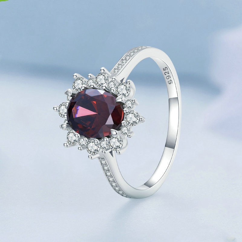 Title 5, Shining Red Zircon Wedding Ring