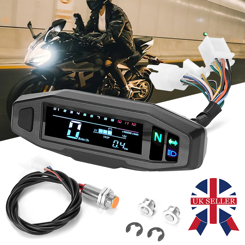Universal Motorcycle LCD Digital Speedometer Odometer Tachometer Gauge Sensor — image 3