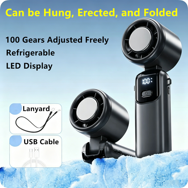 Portable Handheld Mini Turbo Fan In Outdoor USB Rechargeable Ice Cooling Fans W LED Display Fan US Logistics Only For USPS.TK TMEU Only For Self-pickup — foto 2