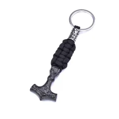 Outdoor Umbrella Rope Woven Key Chain - Black - View 1
