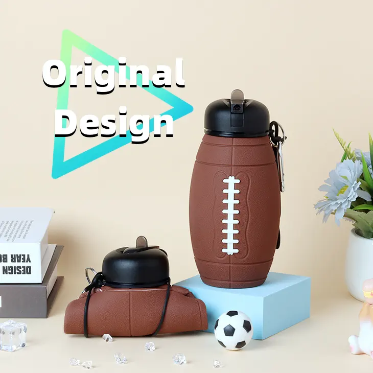 Outdoor Collapsible Sports Water Bottle Reusable Leak-proof Portable Football