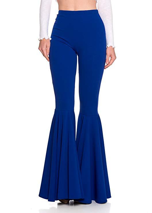 Women's Mermaid High Waist Casual Fashion Pleated Flared Pants Blue - Shop at LoveMi