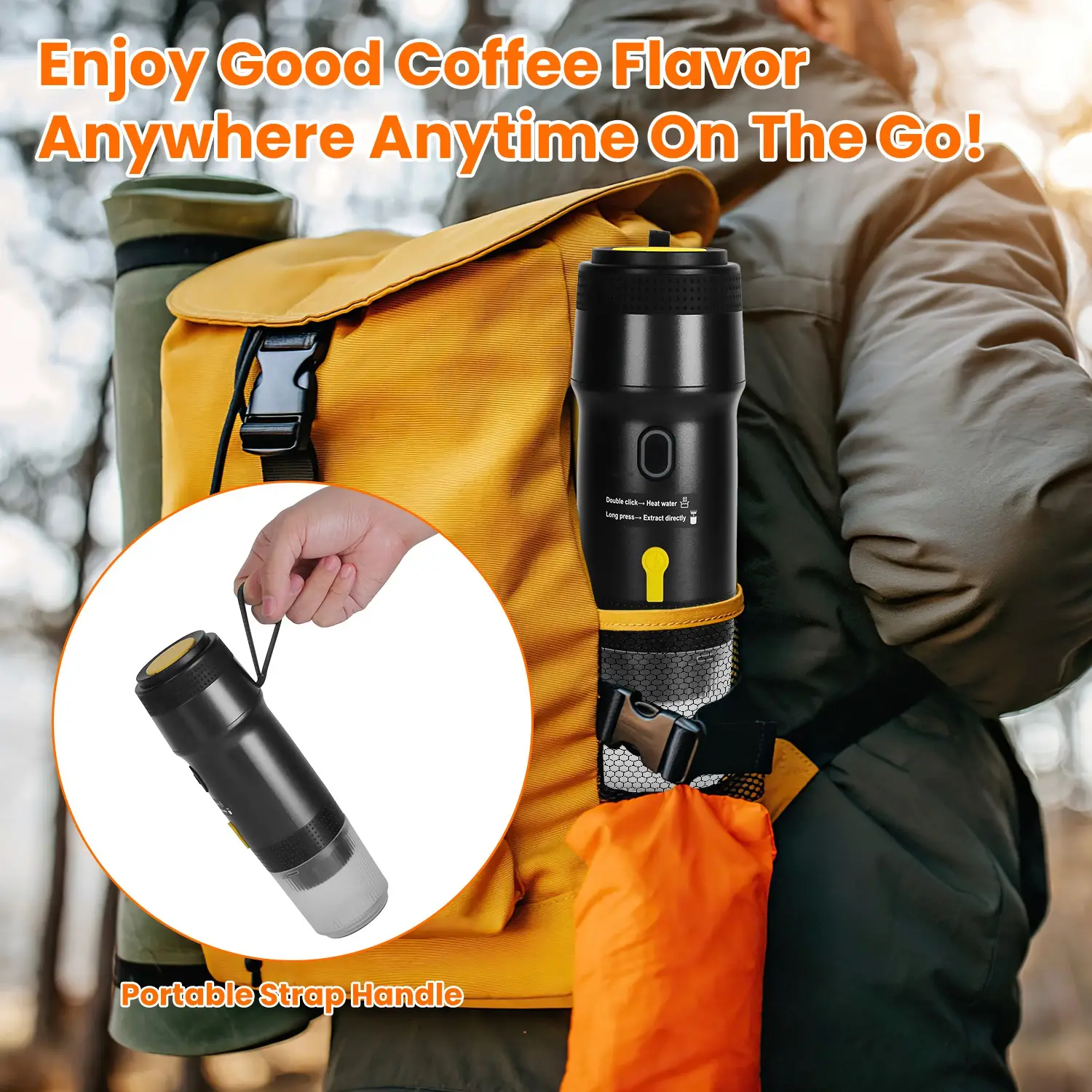 1Pc Portable Electric Espresso Machine Cordless Coffee Maker Self Heating Car Espresso Maker With Anti Dry Burn Fit For Ground Coffee NS DG Capsules For Car Cam