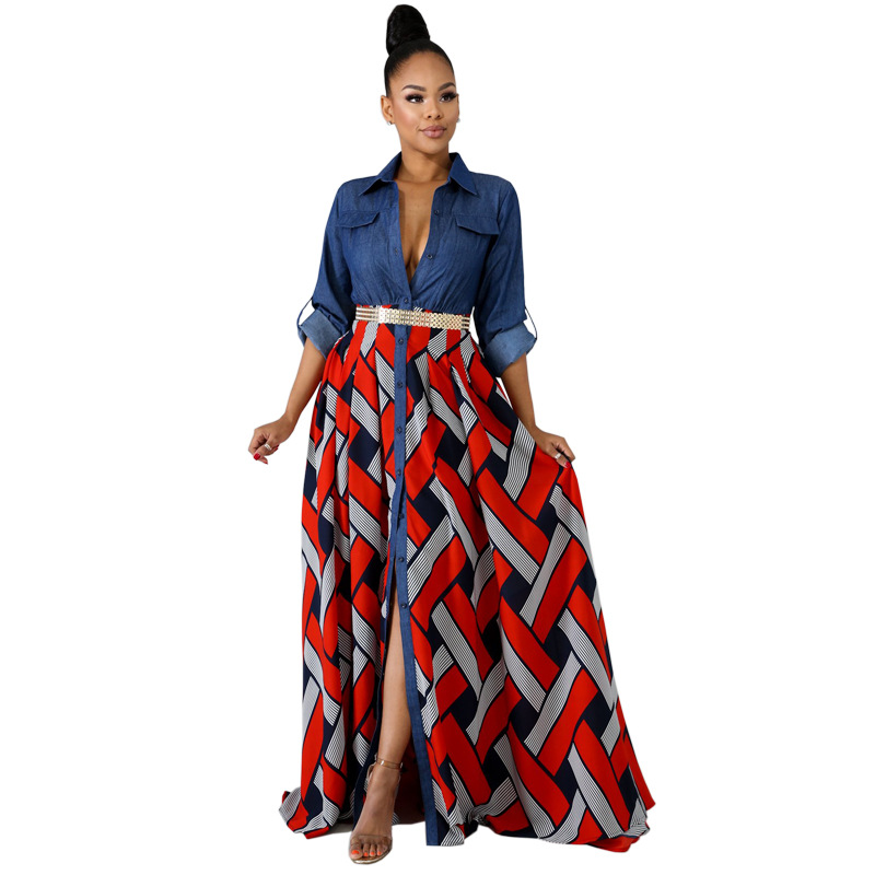 Denim Woven Printed Swing Dress, picture 2 of 5