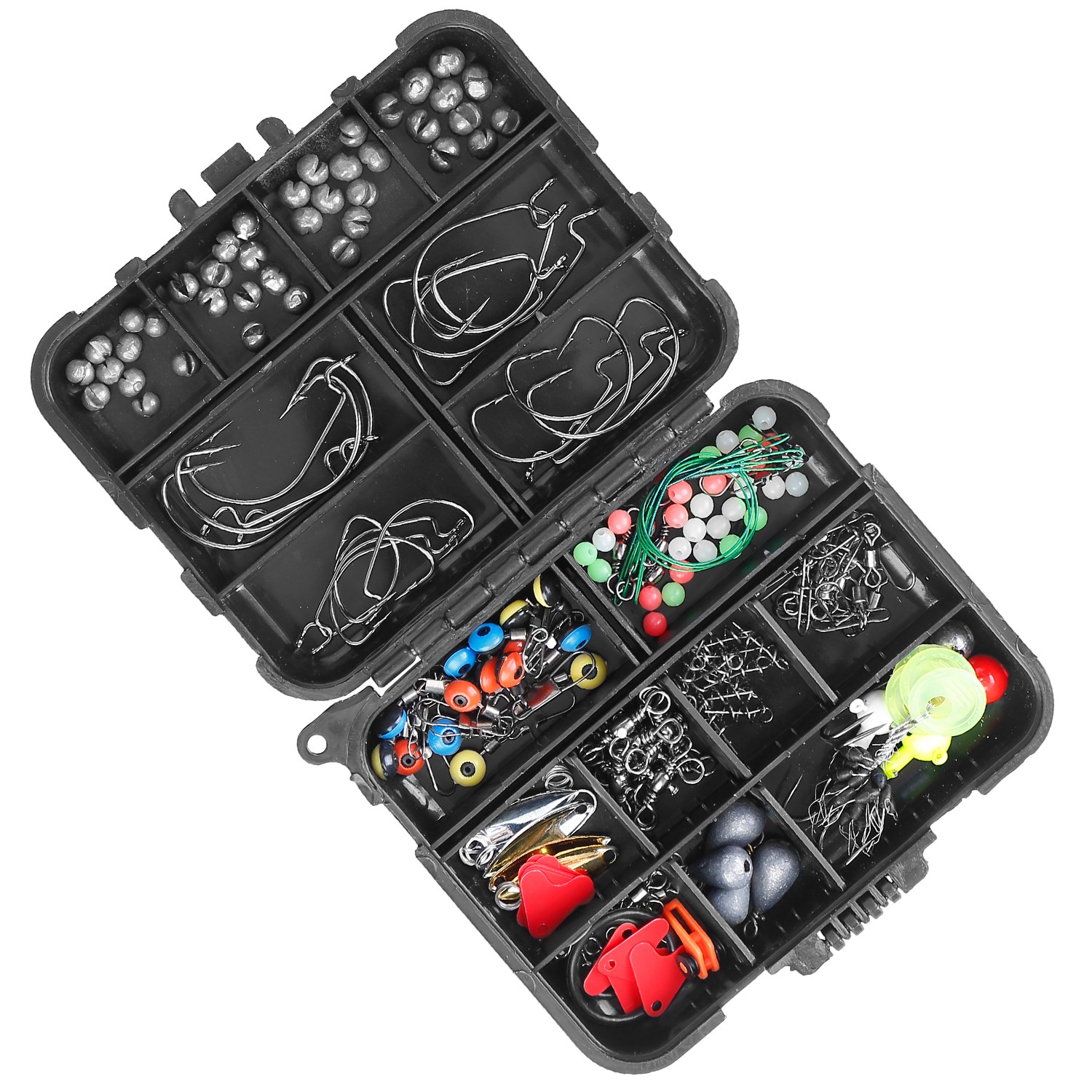 188Pcs Fishing Accessory Kit Portable Fishing Set Including Jig Hooks Sinker Weights Spoon Lure Removable Split Shot With Tackle B · 1Set Black