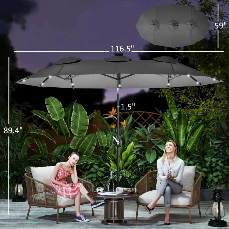 Double-sided Patio Umbrella, 9.7' Outdoor Umbrella