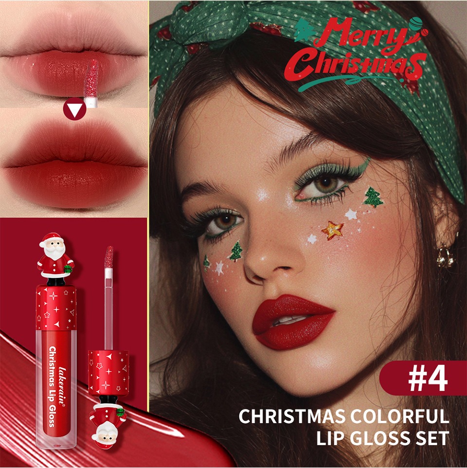Christmas Gift Christmas Lip Gloss Set 6-Piece Red Matte Velvet Lip Gloss