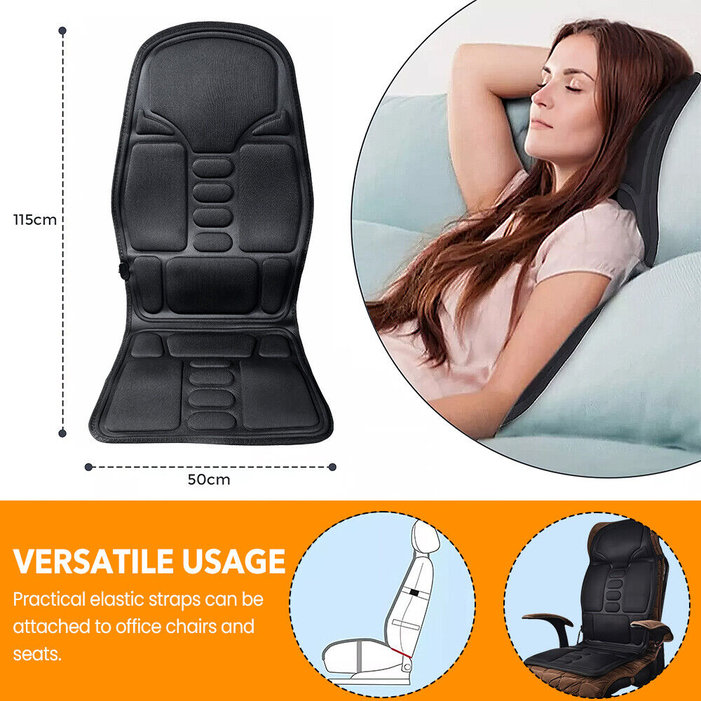 Massage Cushion Full Back Car Home Chair Seat Pad Mat 8 Modes Neck Heat Massager