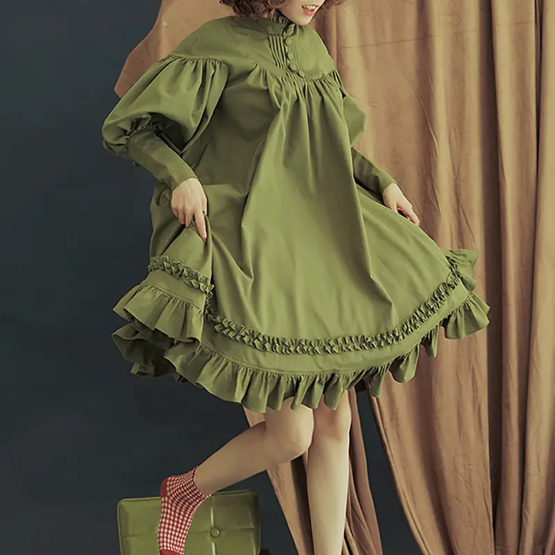 Long Sleeve Lolita Princess Dress Button Lace Dress