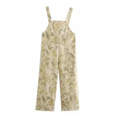 Women's Floral Print Long Double Pocket Loose Fashion Casual Overalls - Flower Print Overalls - View 1