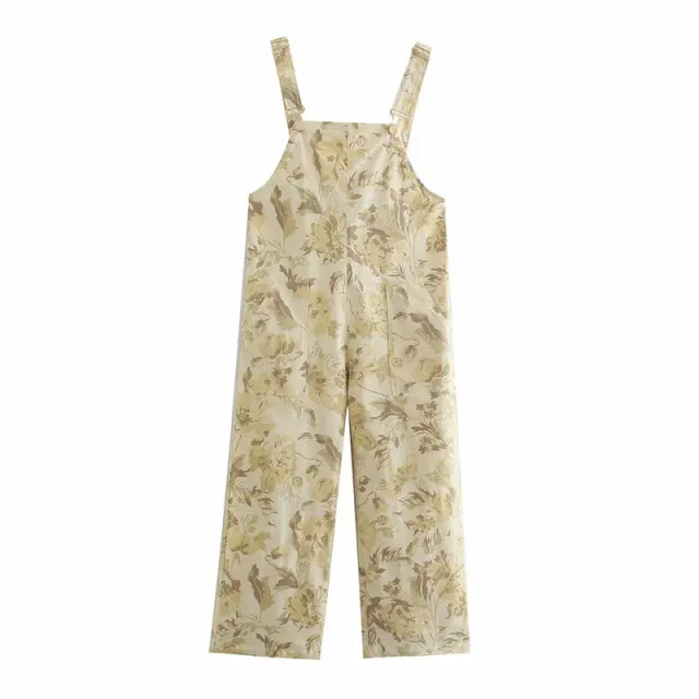 Women's Floral Print Long Double Pocket Loose Fashion Casual Overalls Flower Print Overalls - Shop at LoveMi