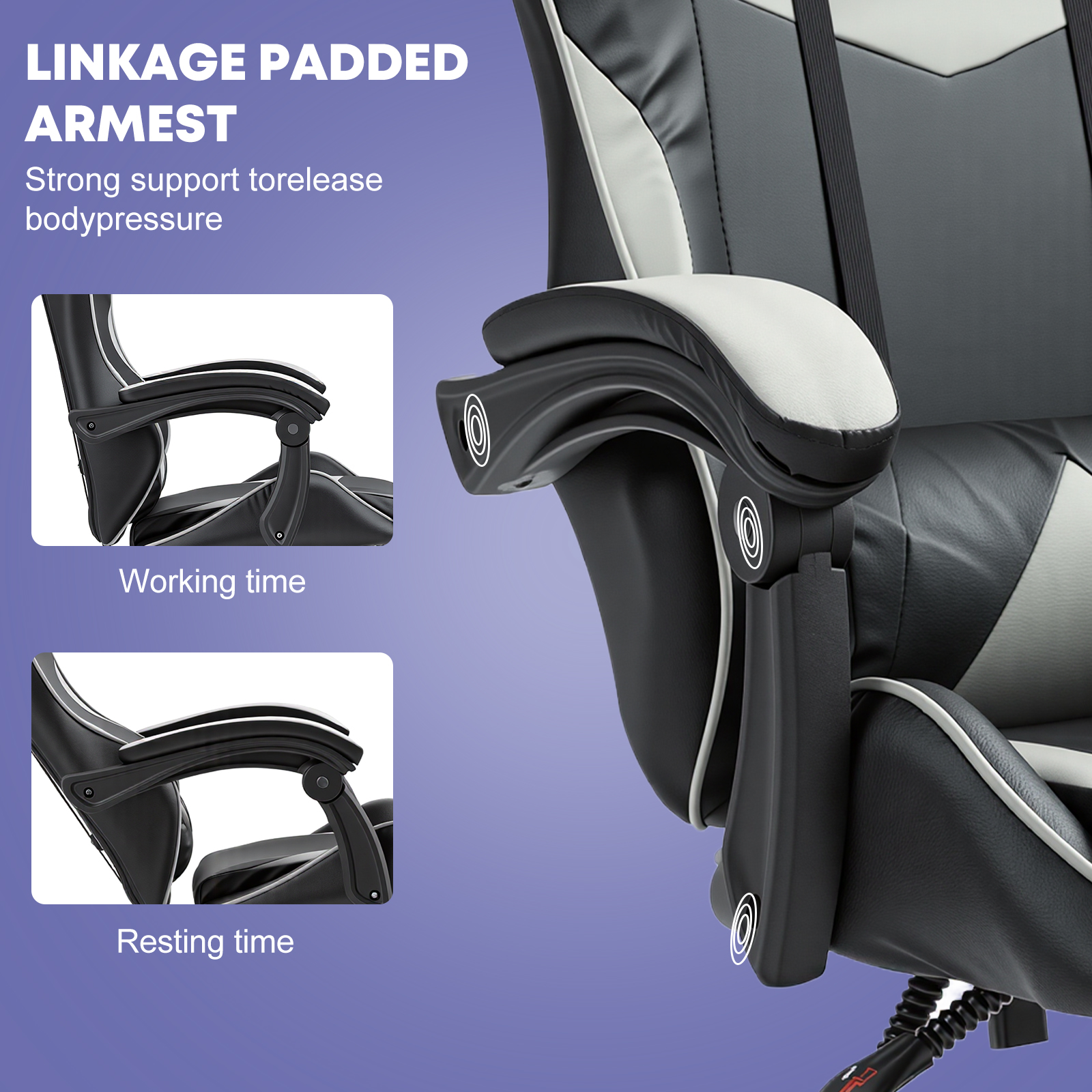 Gaming Reclining Swivel Chair For Adults,Ergonomic Racing PC With Lumbar Support — image 3