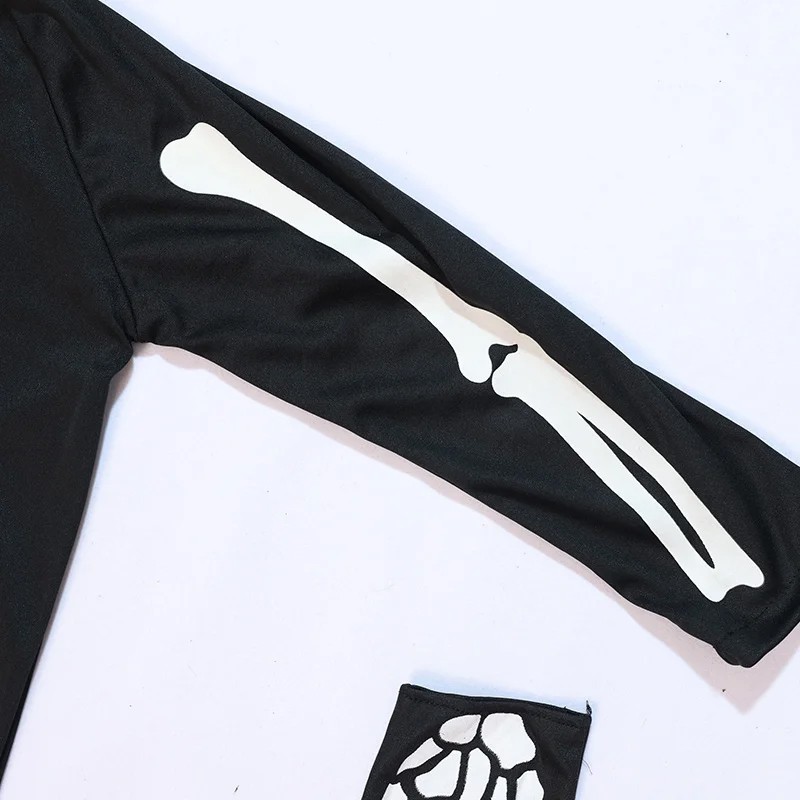 Kids Skeleton Costume Hooded Jumpsuit Boys Girls Halloween Fancy Dress — image 4