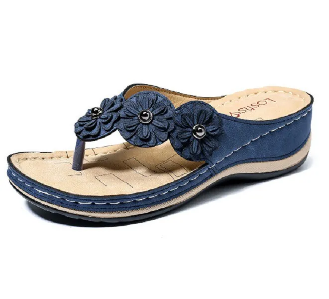 Retro Slope With Casual Flip-Flops - Blue