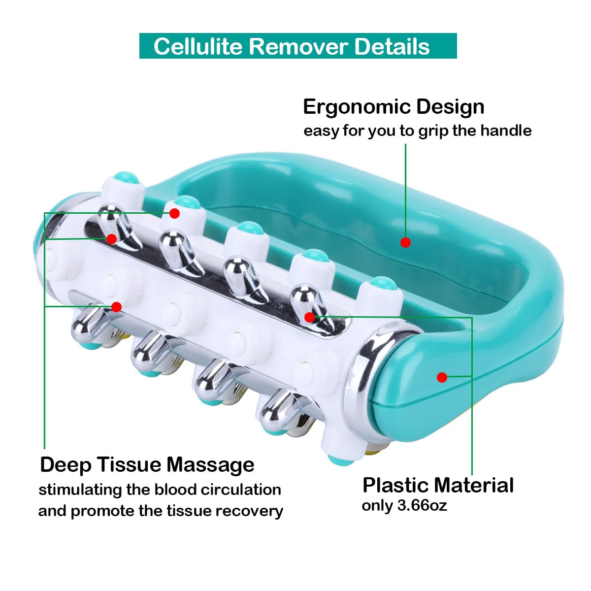 Cellulite massager fascia release and muscle massage roller - mini trigger point deep tissue myofascial release tool - body massager for men and women