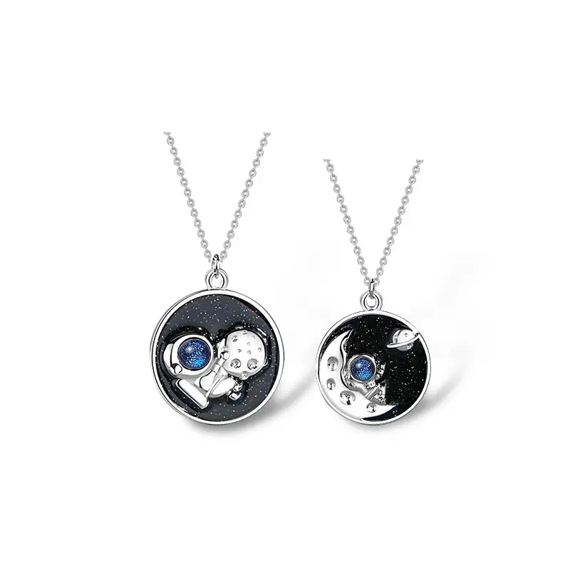 Design Spaceman Couple Necklace Sterling Silver