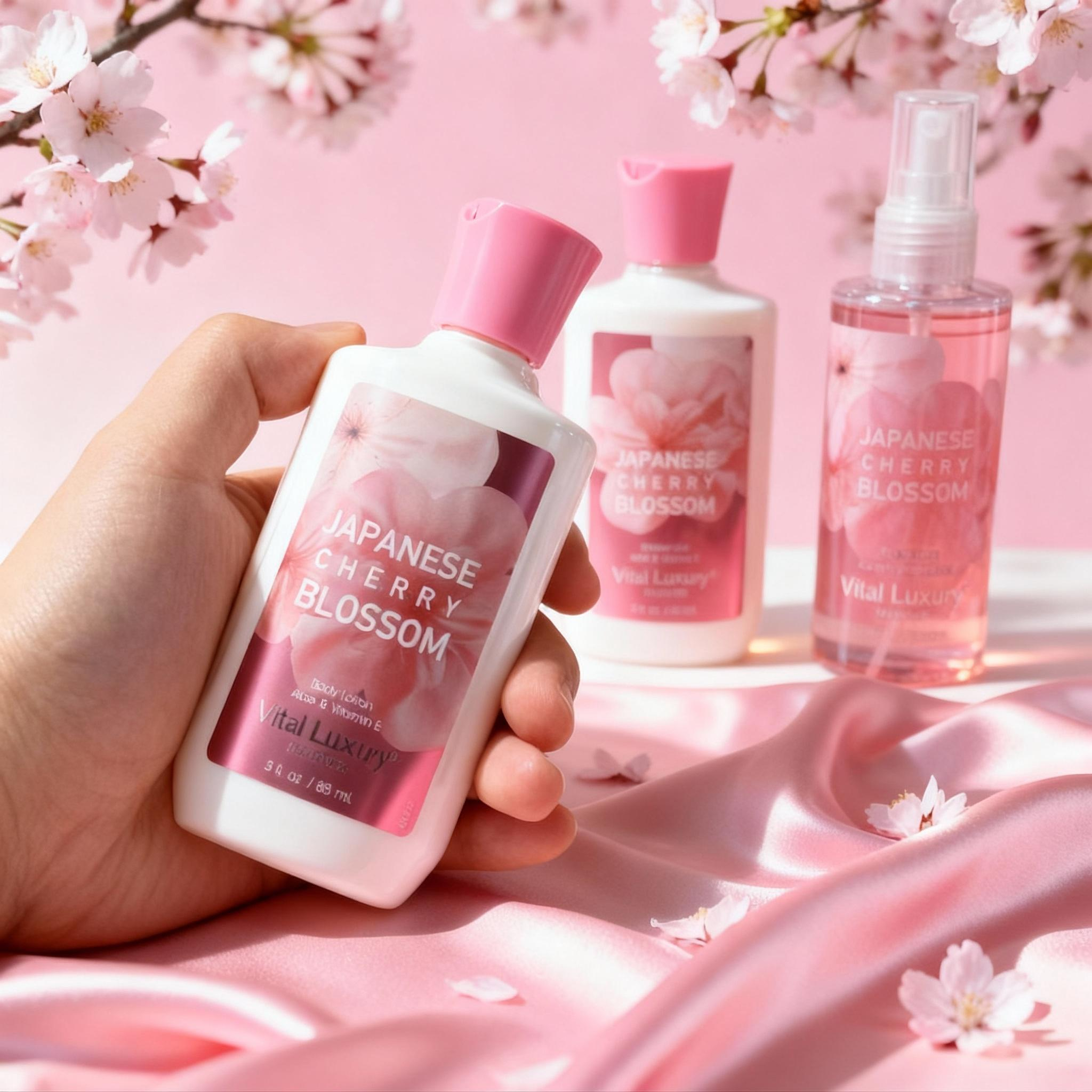 Portable 3pc Travel Body Care Kit-Cherry Blossom & Cotton Candy Fragrance-Refreshing Shower Gel, Moisturizing Lotion & Body Mist Set 2