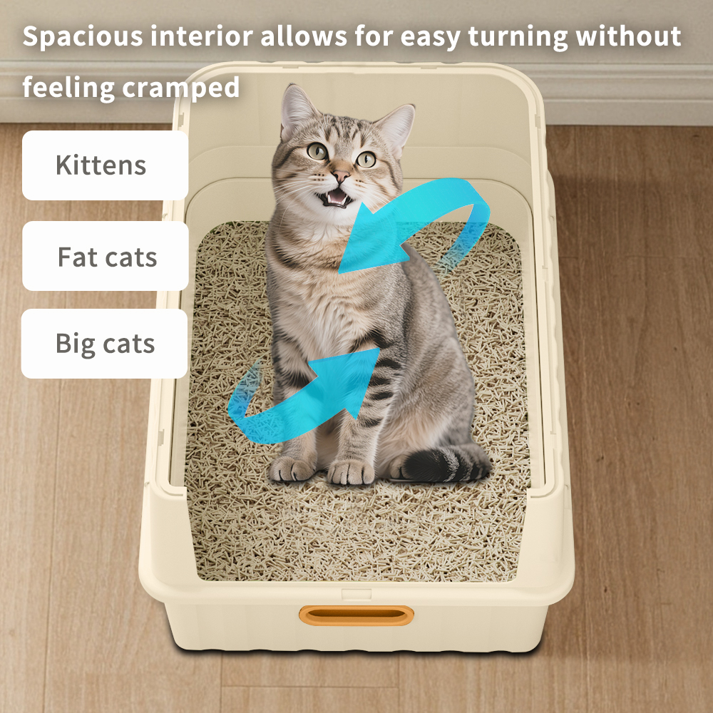 Dual Opening Fully Enclosed Cat Litter Box, Top Entry Anti-Tracking Design, Oversized Space Cat Potty With Cleaning Scoop