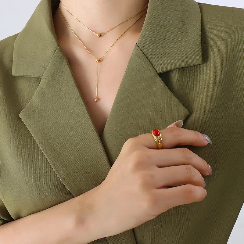 Design Double Layer Twin Round Beads Necklace For Women