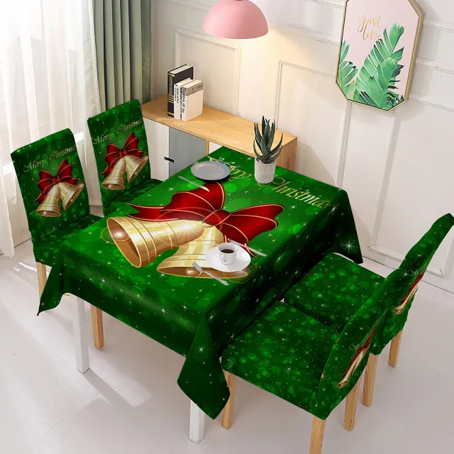 Christmas Printed Chair Cover Festive Decoration Elastic One piece Absorbent Tablecloth Green Bell - Shop at LoveMi