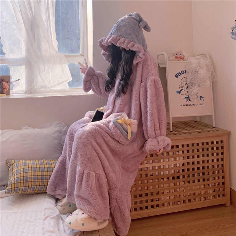 Title 4, Cute Hooded Nightdress Long Loose Fitting House...