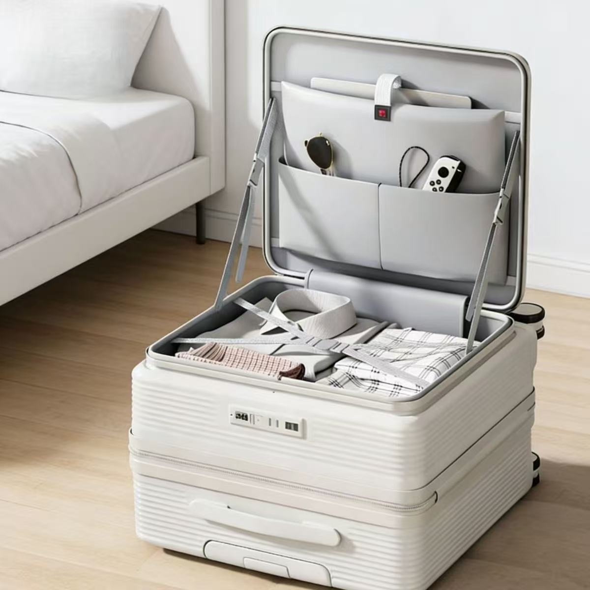 Only Supports Self Pickup Brand New 20 Inch Side Opening Small Luggage Compartment With Cup Holder, USB Port, Multifunctional Luggage, Boarding Password Box, Sturdy And Durable, Lightweight Travel B — foto 5