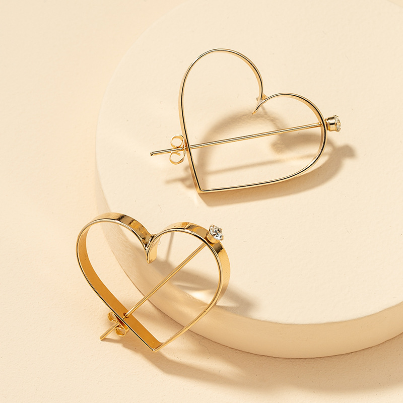 Peach Heart Gem Earrings European And American