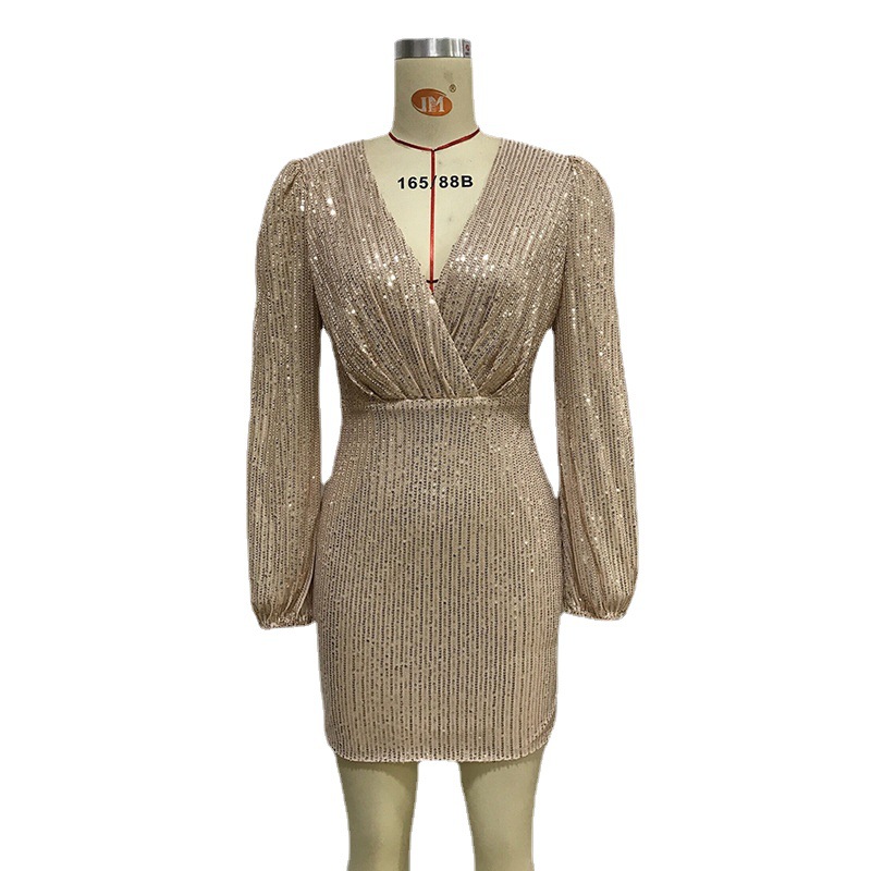 Sequined Frill-Collar Skinny Dress, picture 4 of 5