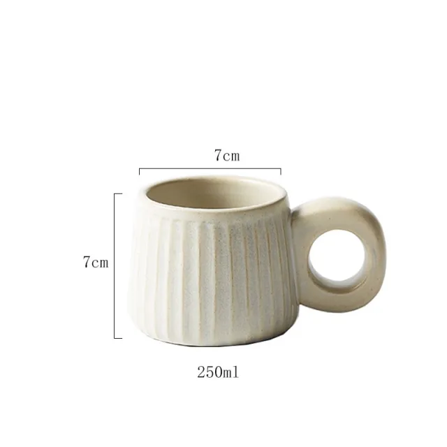 Stoneware Coffee Cup Creative Handmade Retro White - Shop at LoveMi