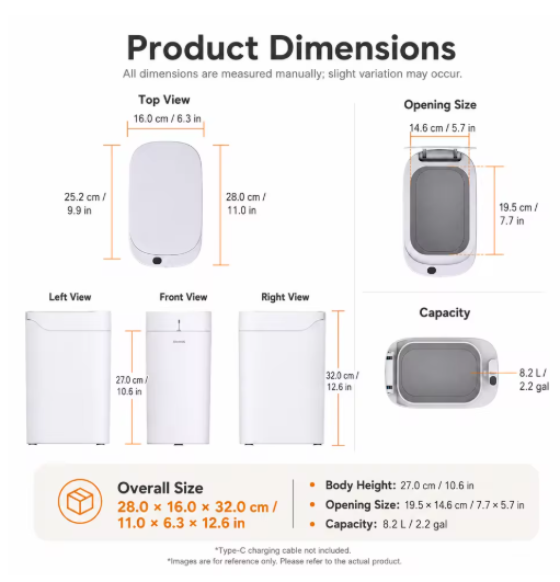 Joybos Smart Trash Can With Auto Lining, Touchless Sensor Garbage Bin  Free Drawstring Bags, No Mess Pull And Lift Wastebasket thumbnail 4
