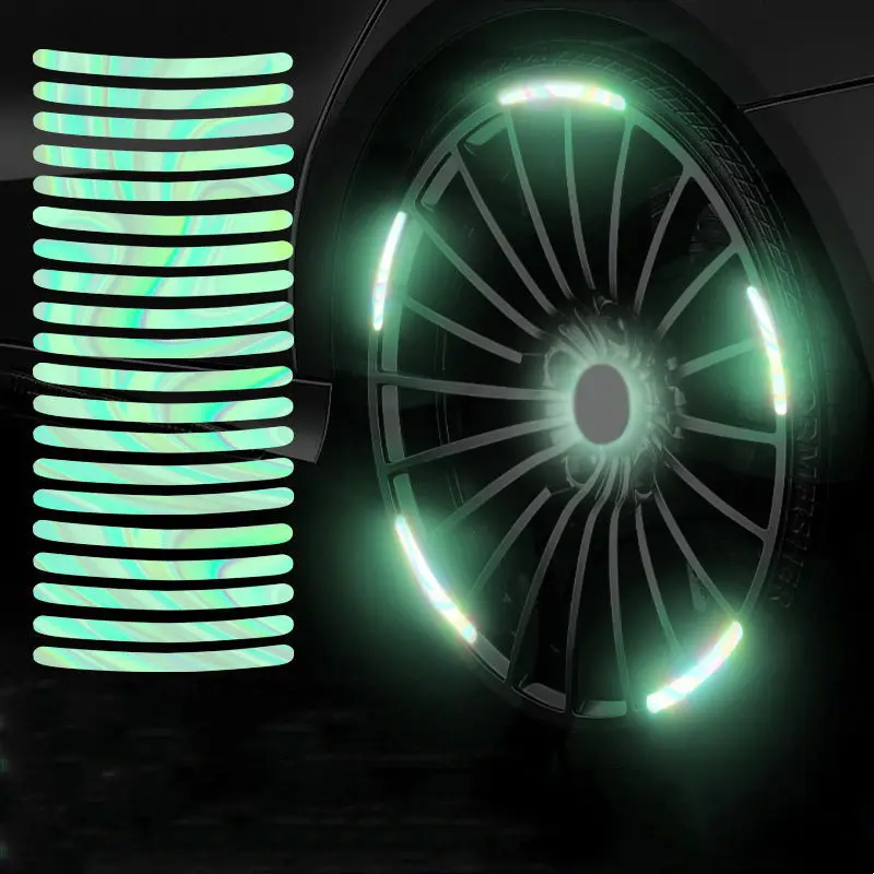 Car Reflective 7 Color Laser Luminous Wheel Stickers Anti-collision