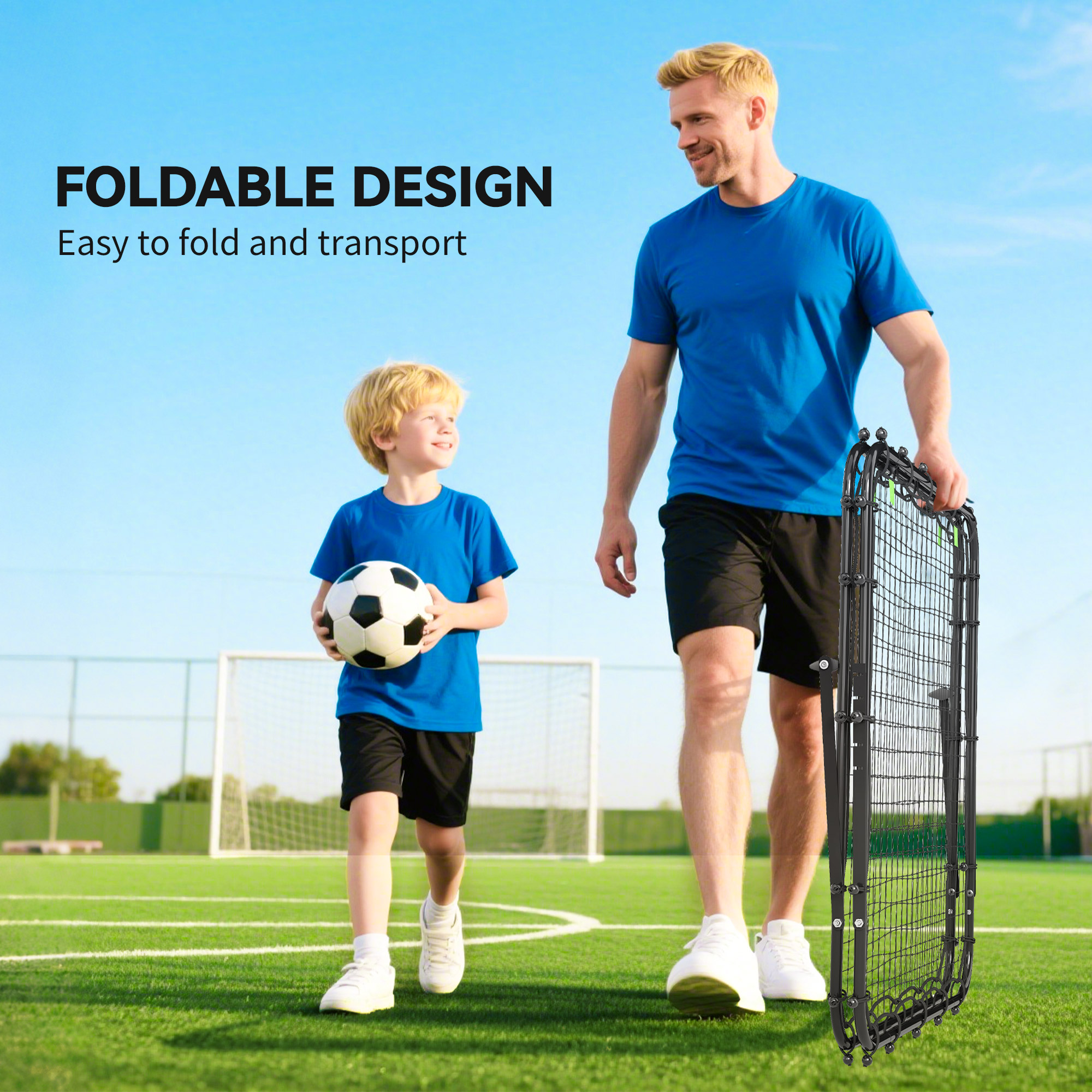 Double Sided Football Rebound Net, Five Adjustable Angle Door, Black — image 10