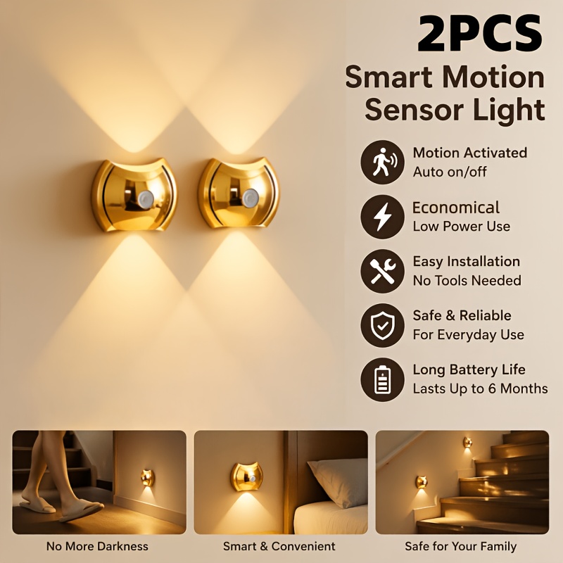 LED Modern Indoor Wall Light With Motion Sensor 3 Color Modes 2700K 4500K 6500K USB Rechargeable Magnetic Portable Wall Sconce For Living Room Bedroom 2 Packs — foto 2