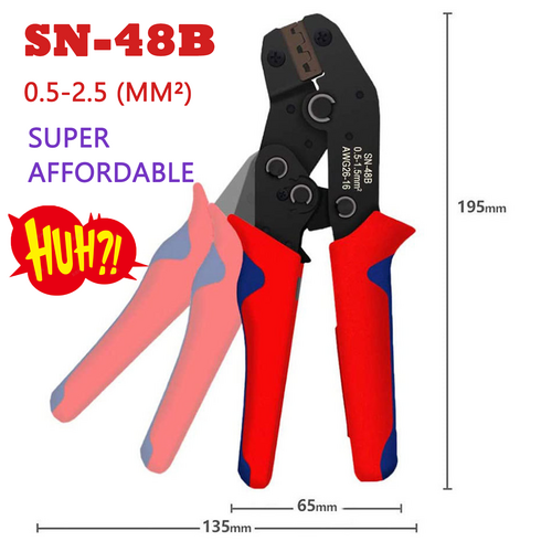 SN-48B Pin Crimping Tool Wire Cable Crimper Pliers Terminal Connector AWG22-14 2