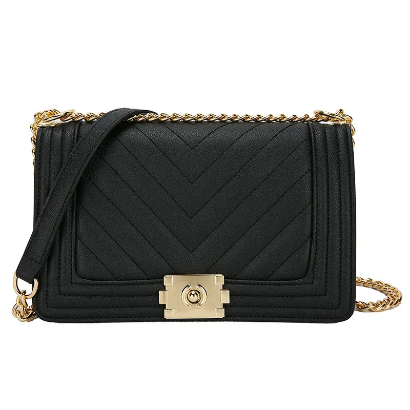 Vintage Diamond Chain Ladies Shoulder Bag - Black